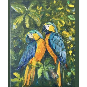 “Love Parrots”  oil painting on canvas 30*40 cm 
